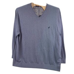 Nautica Navtech Mens 6XL Blue V Neck Long Sleeve Sweater V-Neck Pullover
